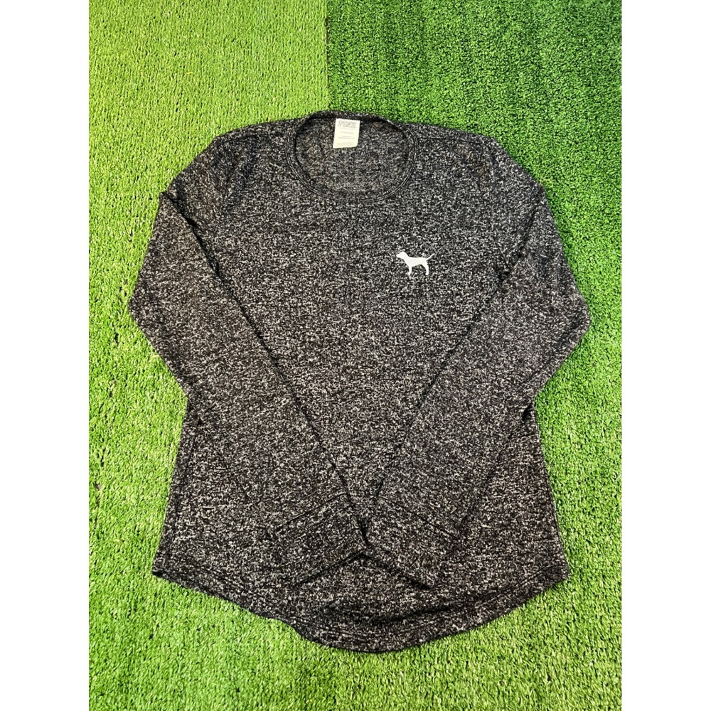 PINK‎ Victoria's Secret Marled Black White Glitter Dog Logo Sleep Top Womens S